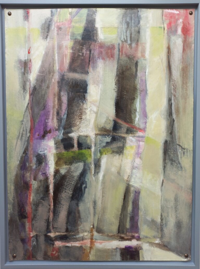 Een abstract schilderij met intens kleurgebruik vanuit een dagelijks object abstract geschilderd.